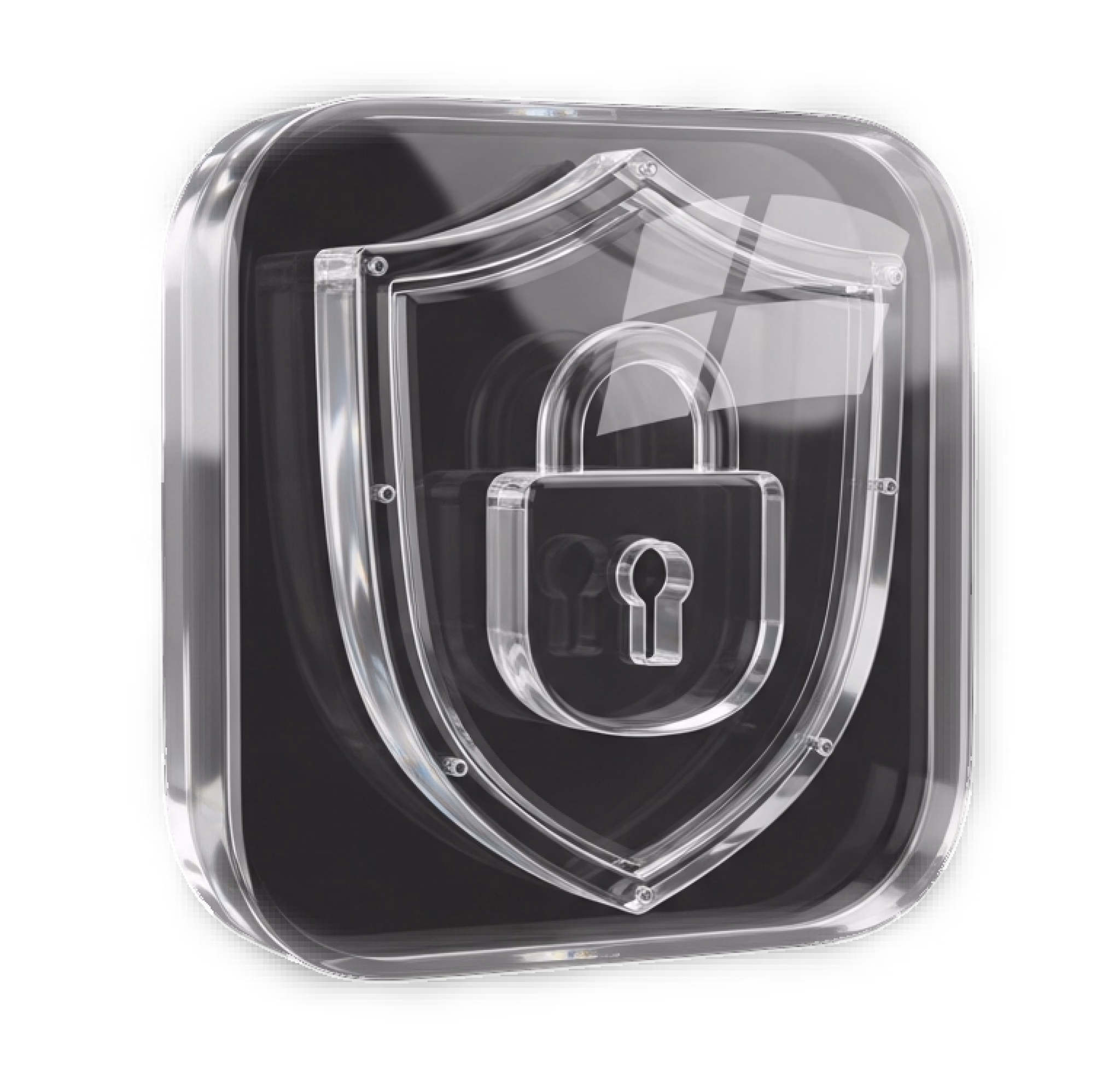 Glass shield with a padlock